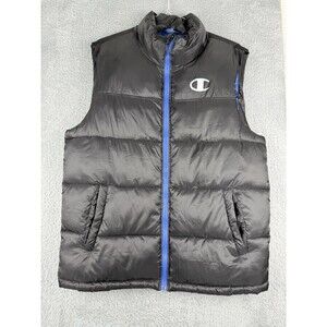 Champion Men’s Size Large Puffer Black Vest Winter Insulated Full Zip Pockets